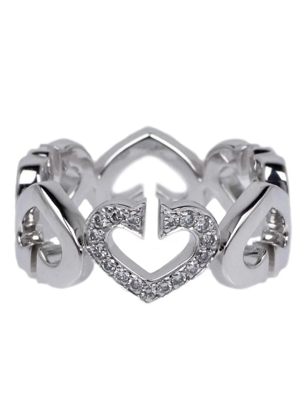 Cartier C Heart Ring 18k White Gold Diamond